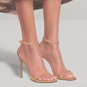 Stuart Weitzman | Nudistsong Strap Sandal‎ Patent Beige Size 9 105mm